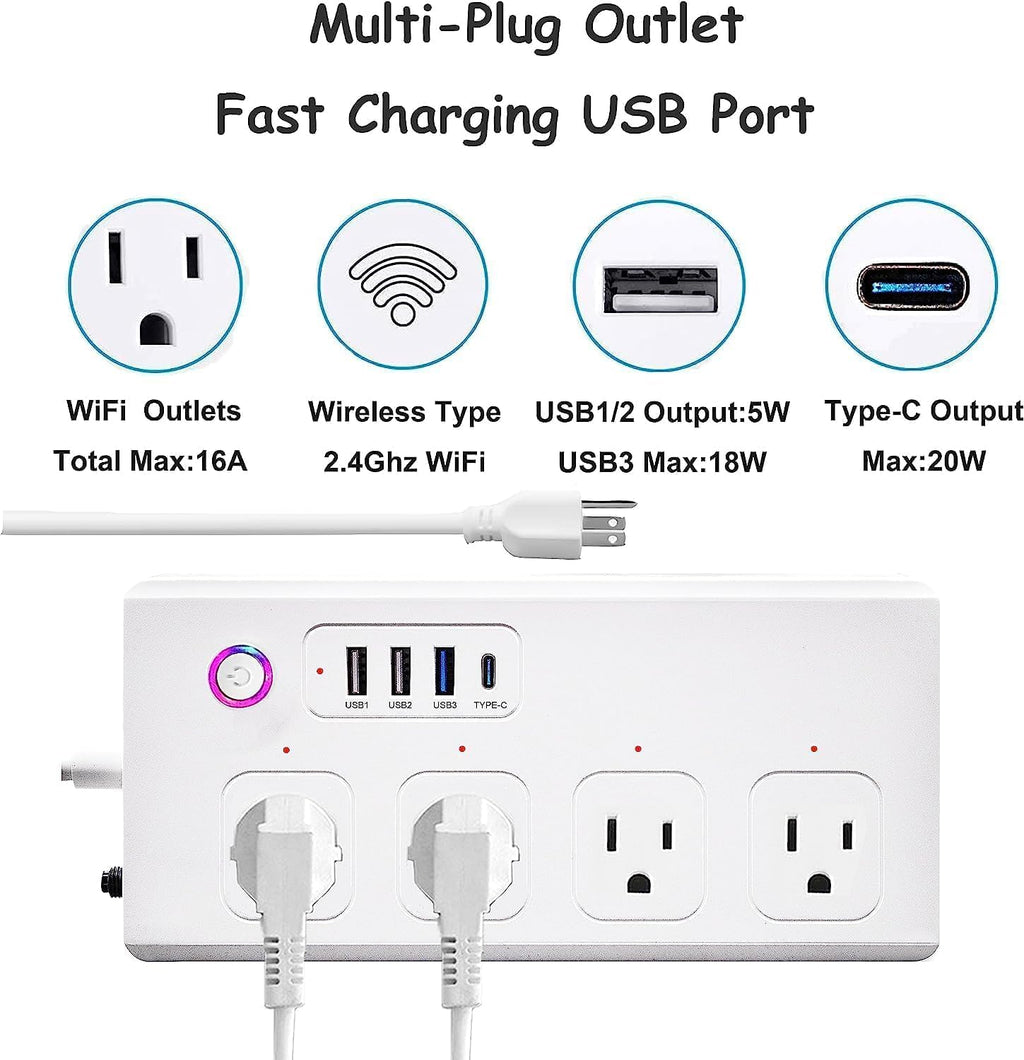 ZigBee Power Strips Surge Protector, USB C Power Strip 20W, Smart Life APP/Timer, 4 Individually Controlled Outlets, Compatible with Alexa Google Home Phillilps HUE, Need ZigBee Gateway Hub
