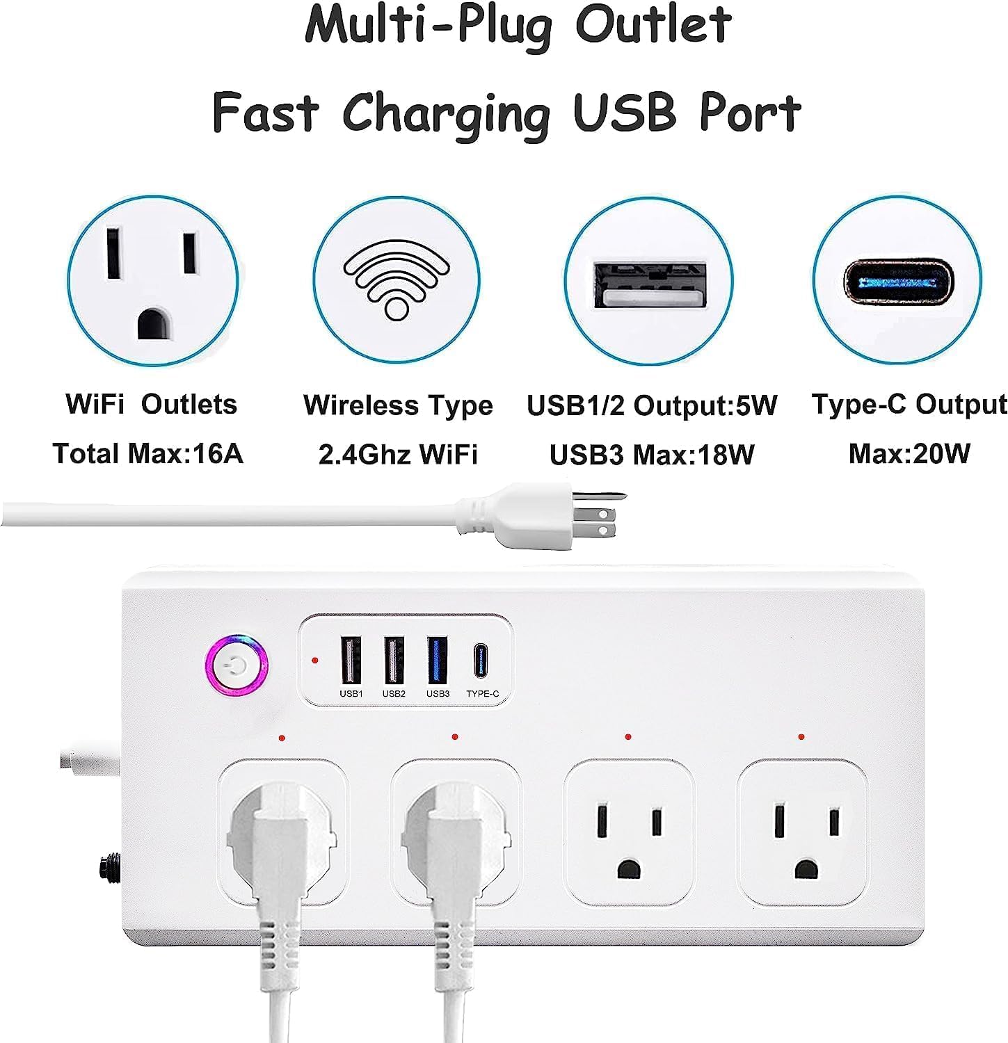 ZigBee Power Strips Surge Protector, USB C Power Strip 20W, Smart Life APP/Timer, 4 Individually Controlled Outlets, Compatible with Alexa Google Home Phillilps HUE, Need ZigBee Gateway Hub