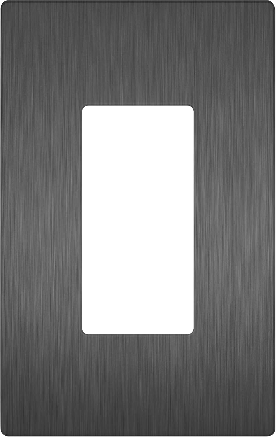 LIDER Brushed Finish Decorator Switch Cover, Screwless Wall Plate, Mid-Size 1-Gang 4.88" x 3.11", Unbreakable Polycarbonate Thermoplastic, UL Listed, LSWP-31M-BSG, Brushed Space Gray