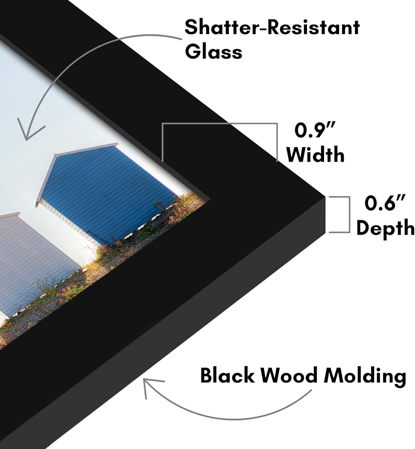 Americanflat 14x10 Picture Frame with Shatter-Resistant Glass - Signature Collection - Gallery-Style Frames Made of Engineered Wood - Photo Frame for Tabletop and Wall Display - Black