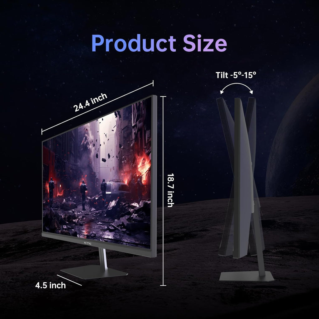 KTC 24.5'' Gaming Monitor 180Hz,Fast IPS 1080P 1 ms, 128% sRGB HDR10,Freesync,HDMI x 2 /DP x 1,VESA,Tilt Adjustable,Xbox PS5 Switch (HDMI Cable Included)