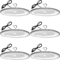 6 Pack 400W UFO Led High Bay Light,120VAC,5000K Daylight Commercial Bay Lighting,IP66 Waterproof,61050LM,1750W MH/HPS with Plug Area Lighting for Warehouse/Shop/Workshop/Barn/Gym/Factory