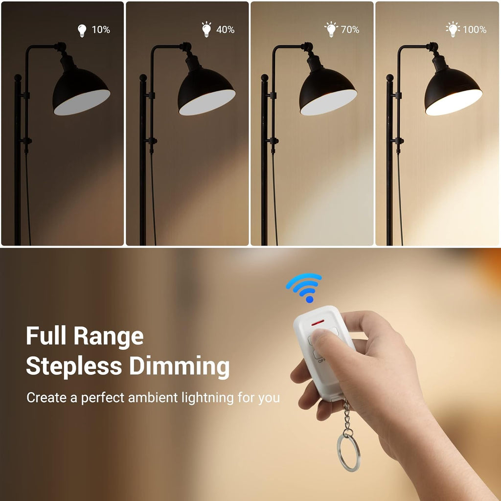 DEWENWILS Plug-in Lamp Dimmer Switch, Wireless Remote Dimmer Plug for Floor Lamps, Table Lamps, String Lights, 100FT Range, Compatible with Dimmable LED/Tungsten Bulbs