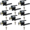 Keyed Entry Door Lever with Lock, Heavy Duty Square Interior Handle for Front Door and Office, Matte Black, Reversible for Right&Left Handed, 8Packs