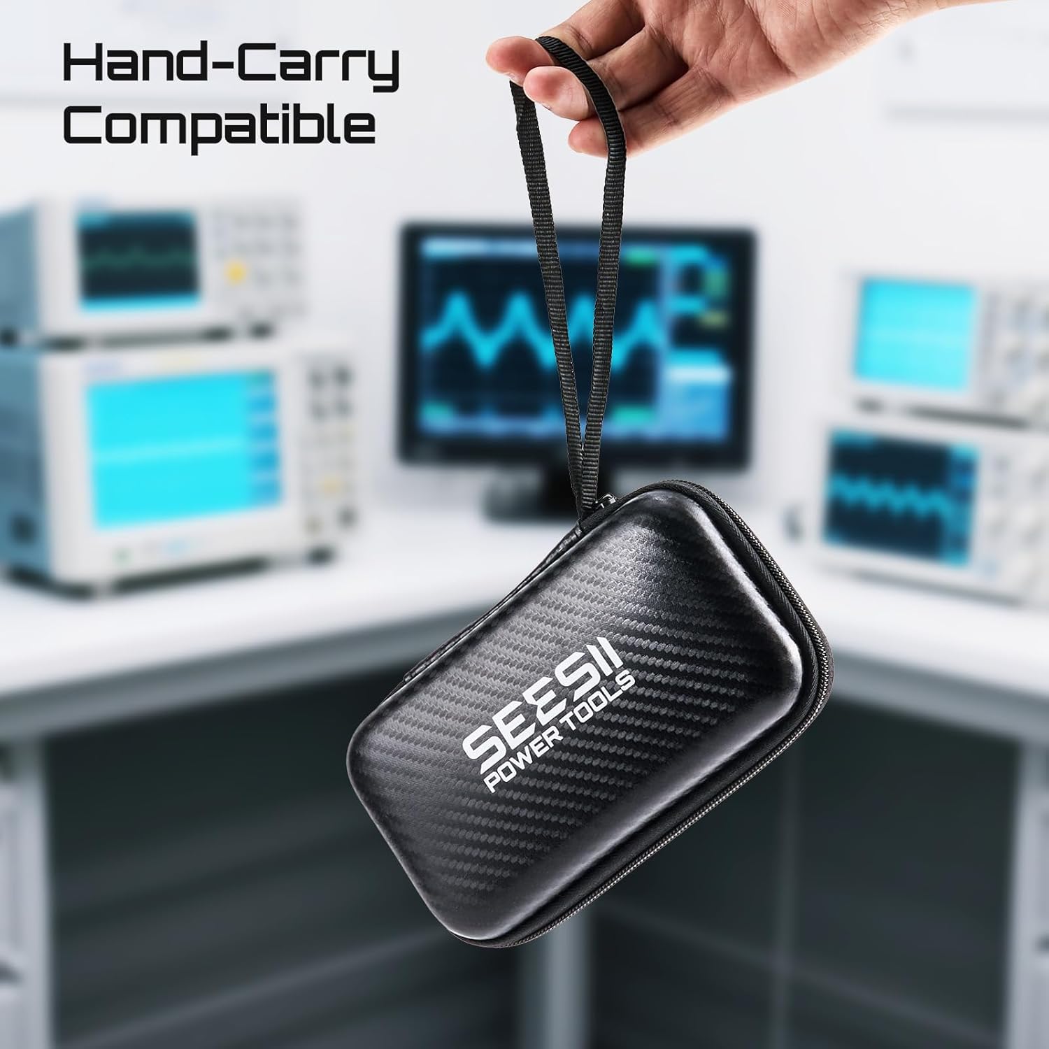 Seesii 4 Inch Protective Case for NanoVNA-H4 & TinySA Ultra: EVA Hard Shell Storage Pouch with Custom Foam for Antenna/Spectrum Analyzer, Waterproof Shockproof Design with Carry Strap