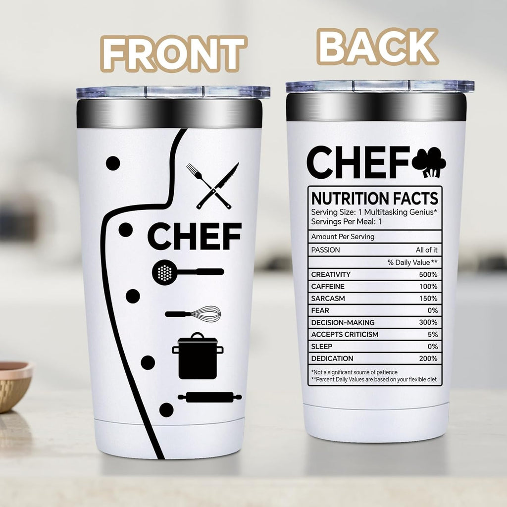 Fufandi Chef Gifts for Men Women - Ideal Gift for Chefs - Gifts for Cooking Lovers, Home Cooks, Bakers, Culinary Students - Tumbler Cup 20oz