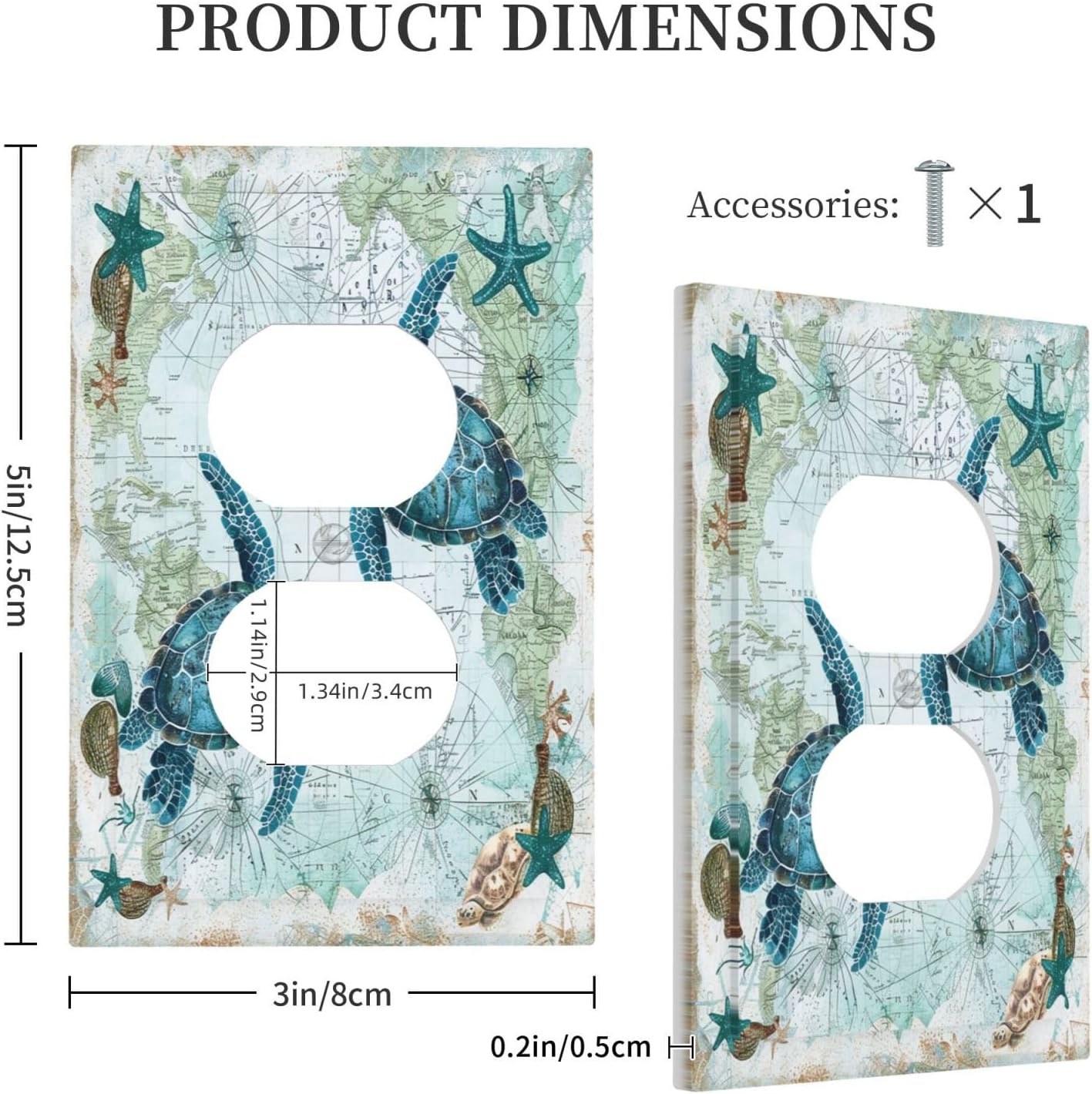 Outlet Covers Nautical Green Sea Turtles Beach Blue Ocean 1 Gang Duplex Light Switch Cover Decorative Switch Plates Electrical Receptacle Faceplate Wall Plate For Bathroom Kids Room
