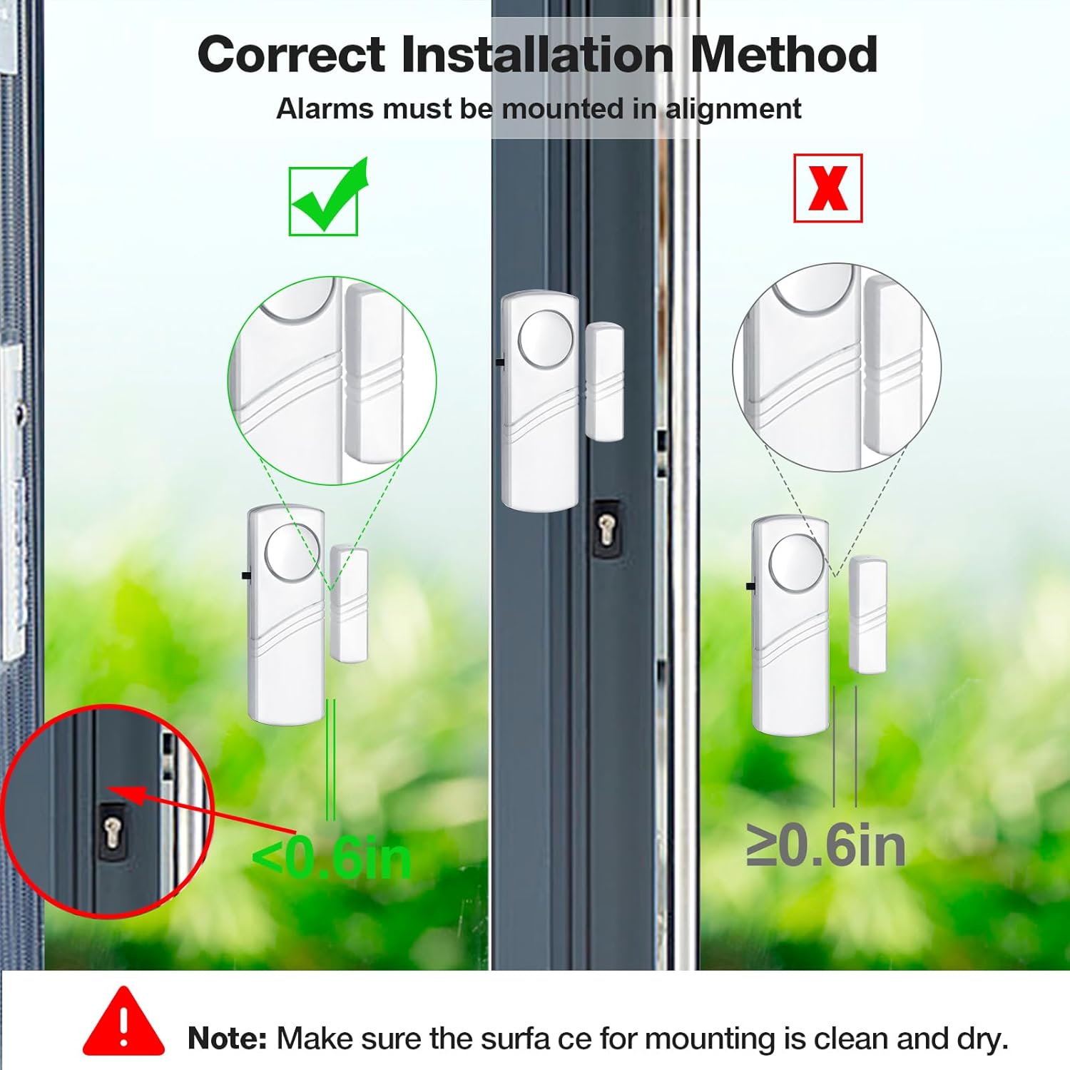 Security Door Window Alarm, 90DB Wireless Sensor Door Window Burglar Alarm, Door Alarms for Kids Safety, Easy Installation Doorbell Alarms for Office House Window Pool (2 Pack)