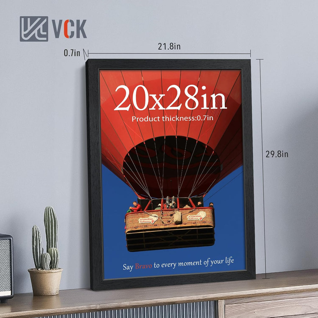 VCK 20x28 Picture Frames Black Set of 6, Wide Border Wood Poster Frame, Multi-Directional Display Family Photos, Office Prints, Studio/Gallery Art, Woodgrain Series, Wall Hanging