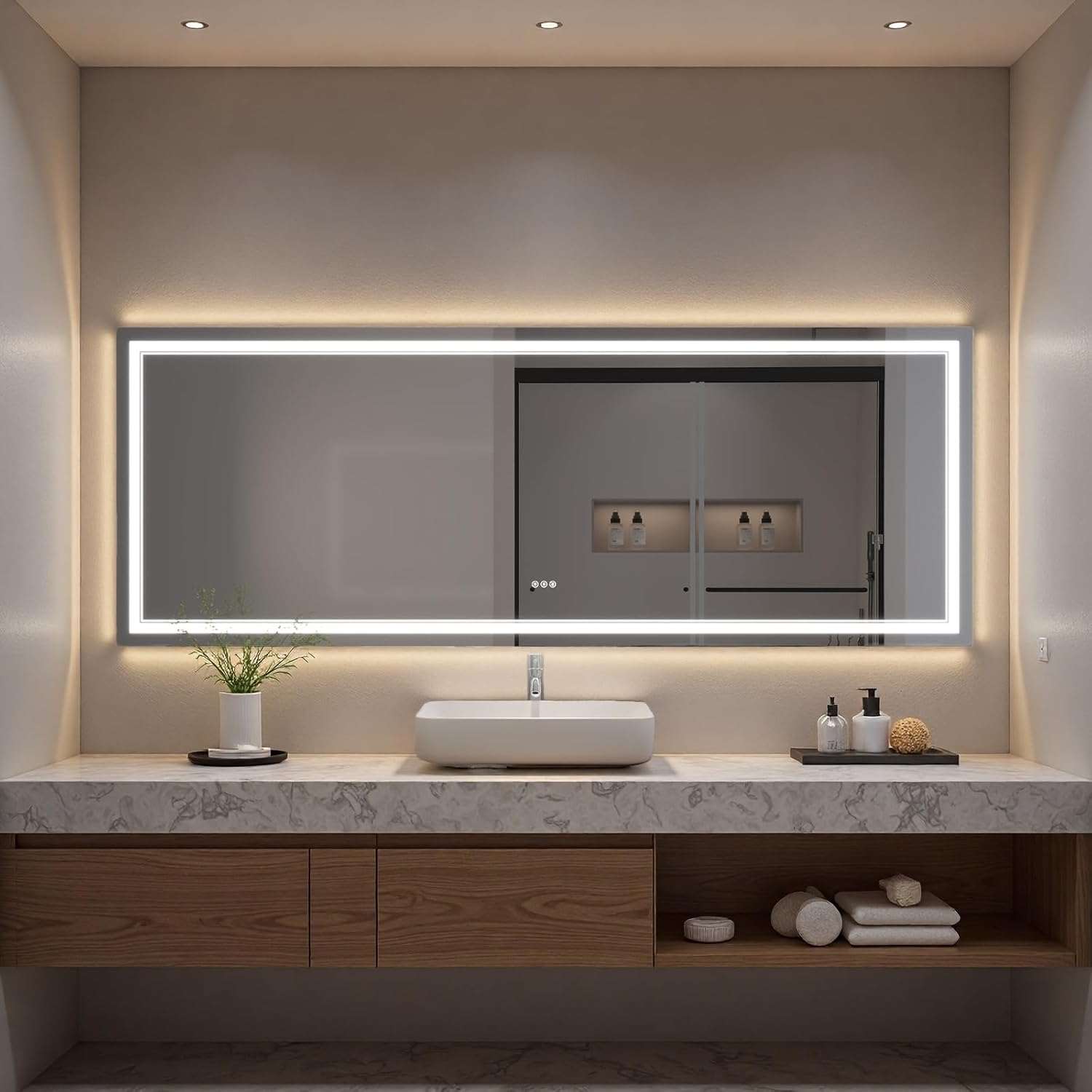 LED Bathroom Mirror with Lights, Wall Mirrors