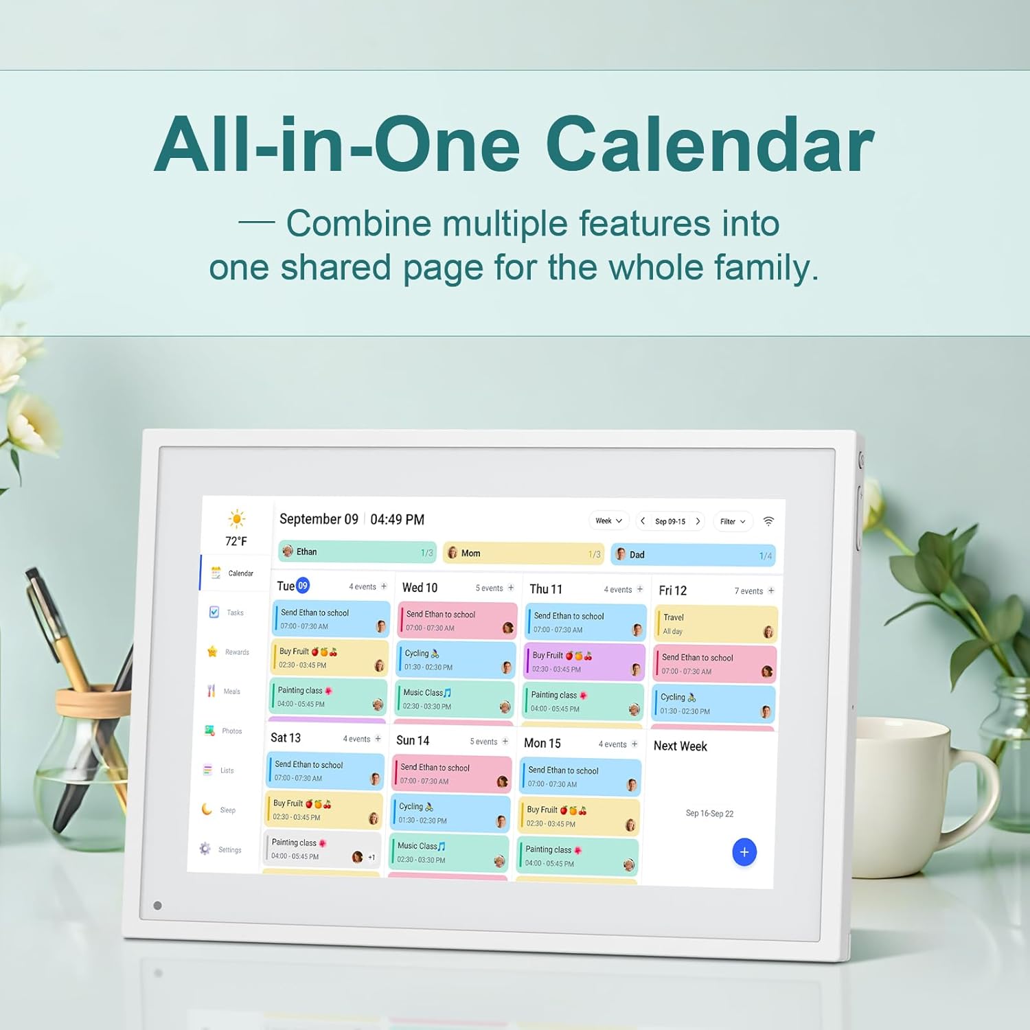 Canupdog Digital Calendar, 10.1inch Smart WiFi Digital Calendar&Chore Chart, Touch Screen HD Display for Family Schedules, Share Moments Instantly from Anywhere, Christmas Gifts for Women Mom