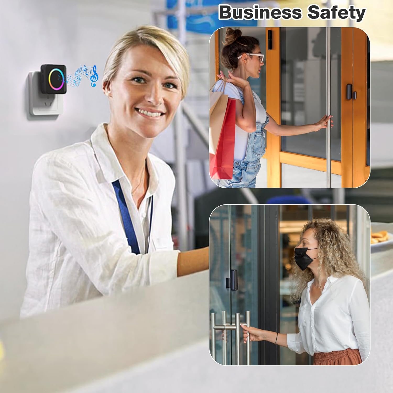 Door Chime, Satisure Wireless Door Sensor Chime When Door Opens, Door Alarms for Kids Safety for Door Window Security/Store/Business/Home/Hearing Impaired