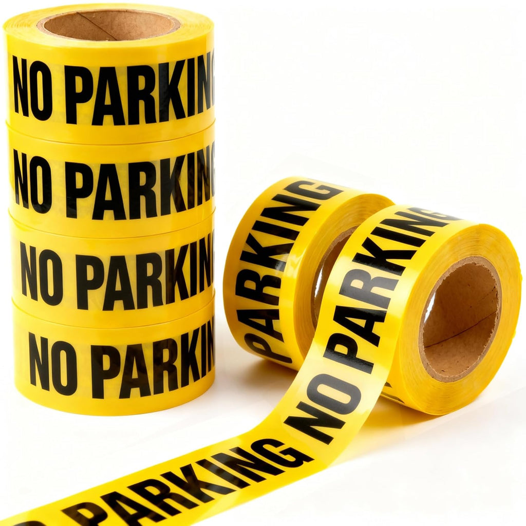 Caution No Parking Tape 6 Pack 3 inch X 1000 feet • Bright Yellow with a Bold Black Print for High Visibility • 3 in. Wide for Maximum Readability • Tear Resistant