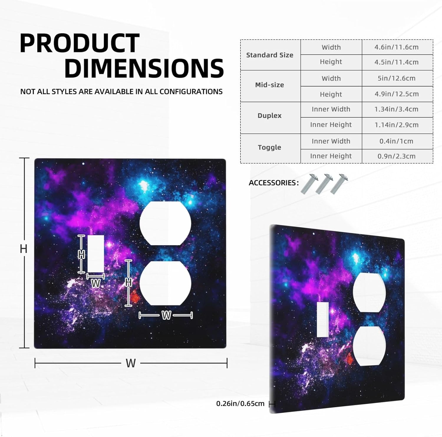Outer Space Colorful Starry Sky Galaxy Planet Wallplates 1 Toggle 1 Duplex Switch Plate Electrical GFCI Faceplate Decorative Light Switch Covers for Bed Room Living Room Decor