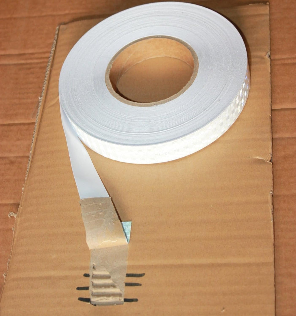 White Reflective Tape Outdoor Waterproof 1 inch Wide, High Visibility Warning Industrial Marking Tape,Safety Stickers (168 feet)