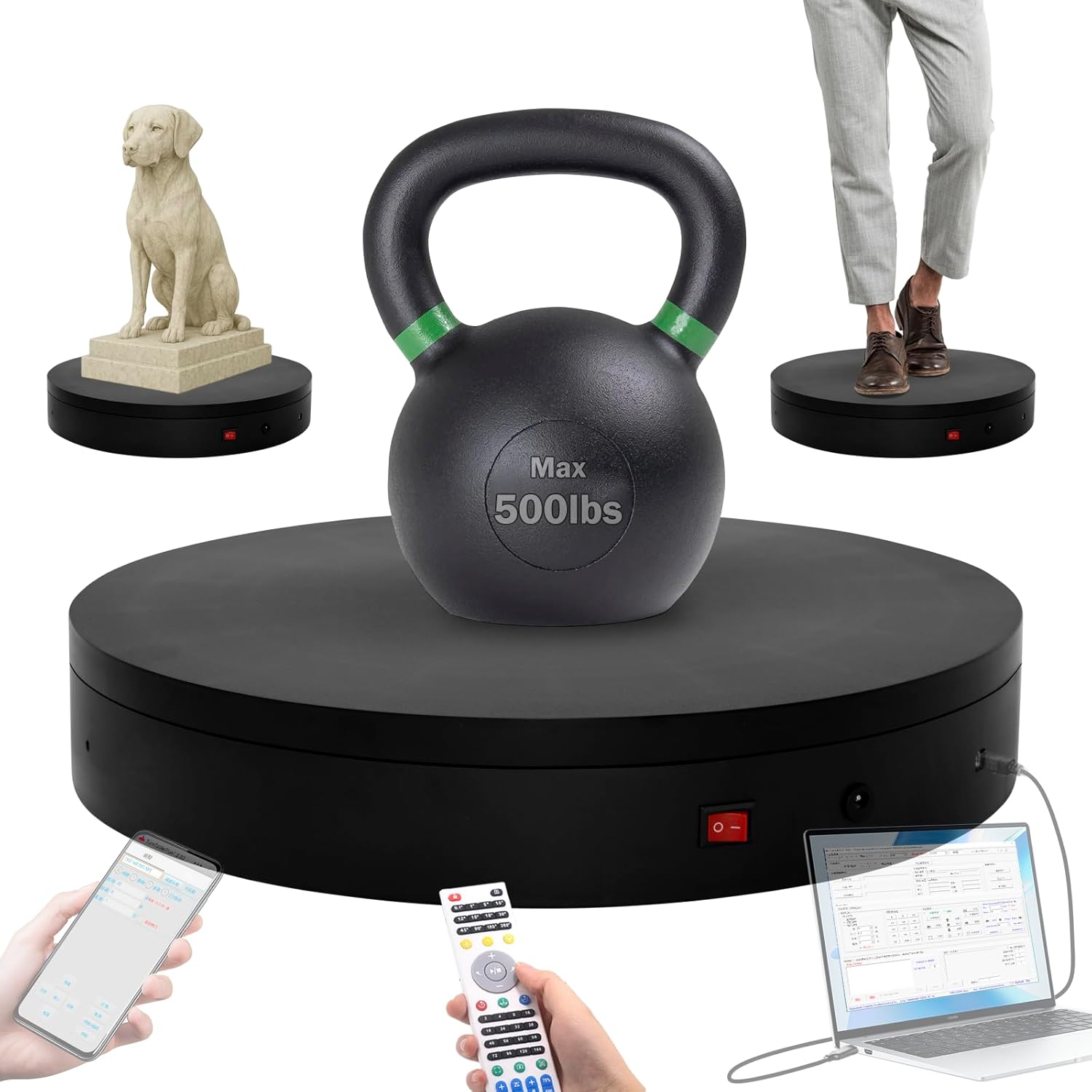 Programmable Motorized Electric Photography Turntable Rotating Platform Rotating Display Stand Secondary Development Motorized Electric Lazy Susan for 3D Scaner or Photography with USB/Wi-Fi