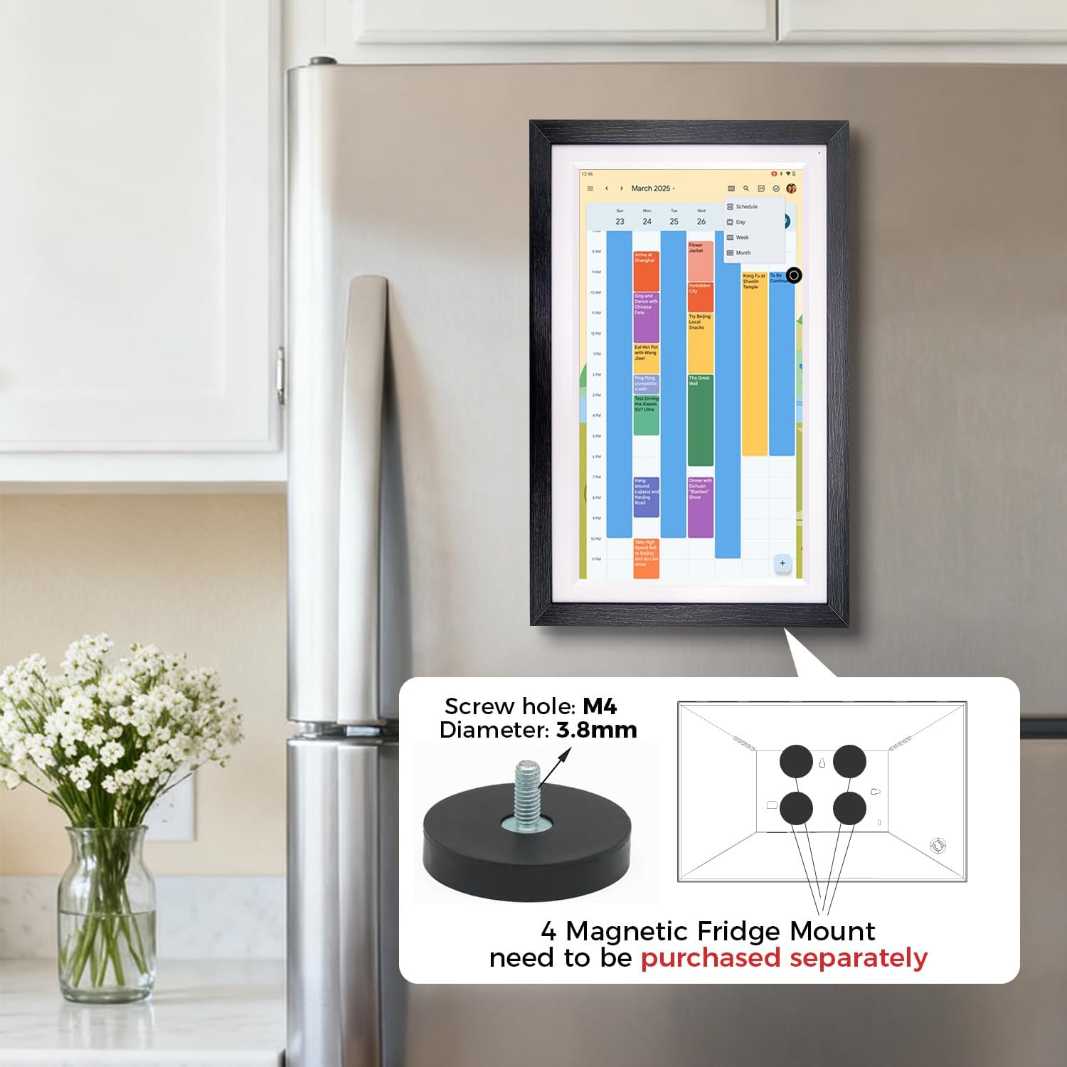 15.6" All-in-one Smart Display|Digital Google Calendar No Subscription|Picture Frame with Anti-Glare Touchscreen|Built-in Li-Battery|Wall-Mount or Desktop|Google Home Hub,App Store (15.6" Walnut Wood)