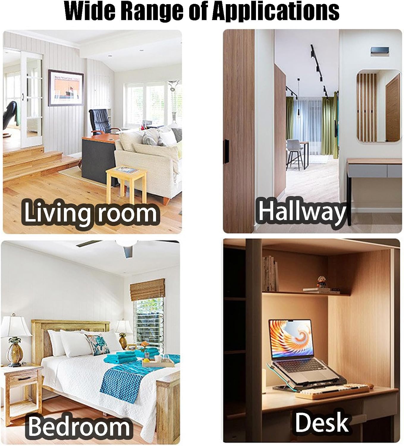 Rechargeable Smart LED Motion Sensor Ambient Light, Punch-Free Color Changing Motion Sensor Light for Stairs, Wardrobe, Cabinet (1Pc,Black, 3 Colors)