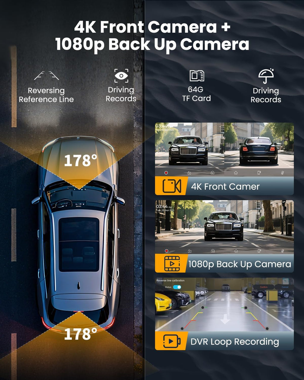 Largest 11.5"Wireless CarPlay Screen for Car,Portable A-pple Car Play & Android Auto,HD Touchscreen with 4K Dash Cam,Backup Camera,Bluetooth, Navigation,Voice Control,GPS,Mirror Link, for All Vehicles