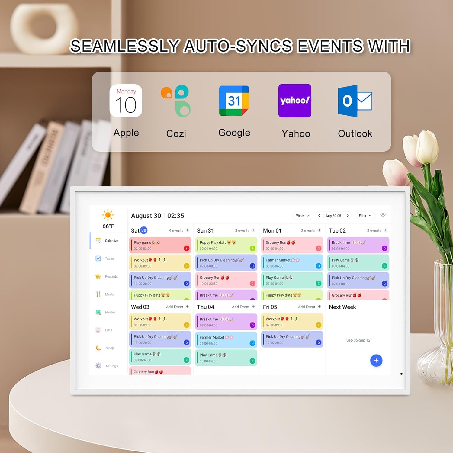 21.5 Inch Digital Calendar, Smart Digital Planner & Chore Chart, IPS FHD 1920x1080 Wall Touch Screen Display for Family Schedules - Share Photos/Videos via App