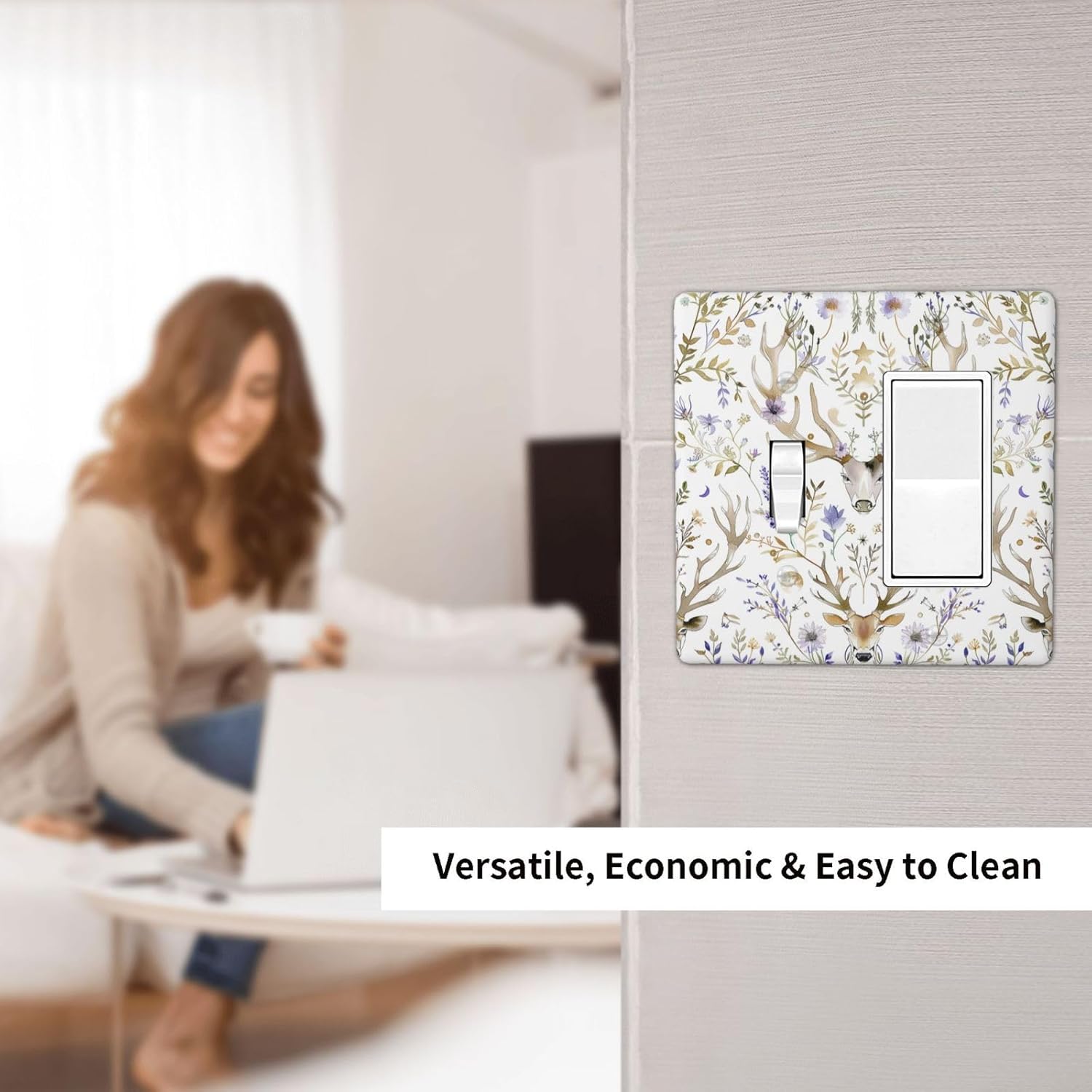Outlet Covers Gothic Retro Floral Damask Elk Wild Flower 1 Toggle 1 Rocker Combination Decorative Wall Plate Electrical Switch Plates Light Switch Cover Plate For Bed Room Living Room