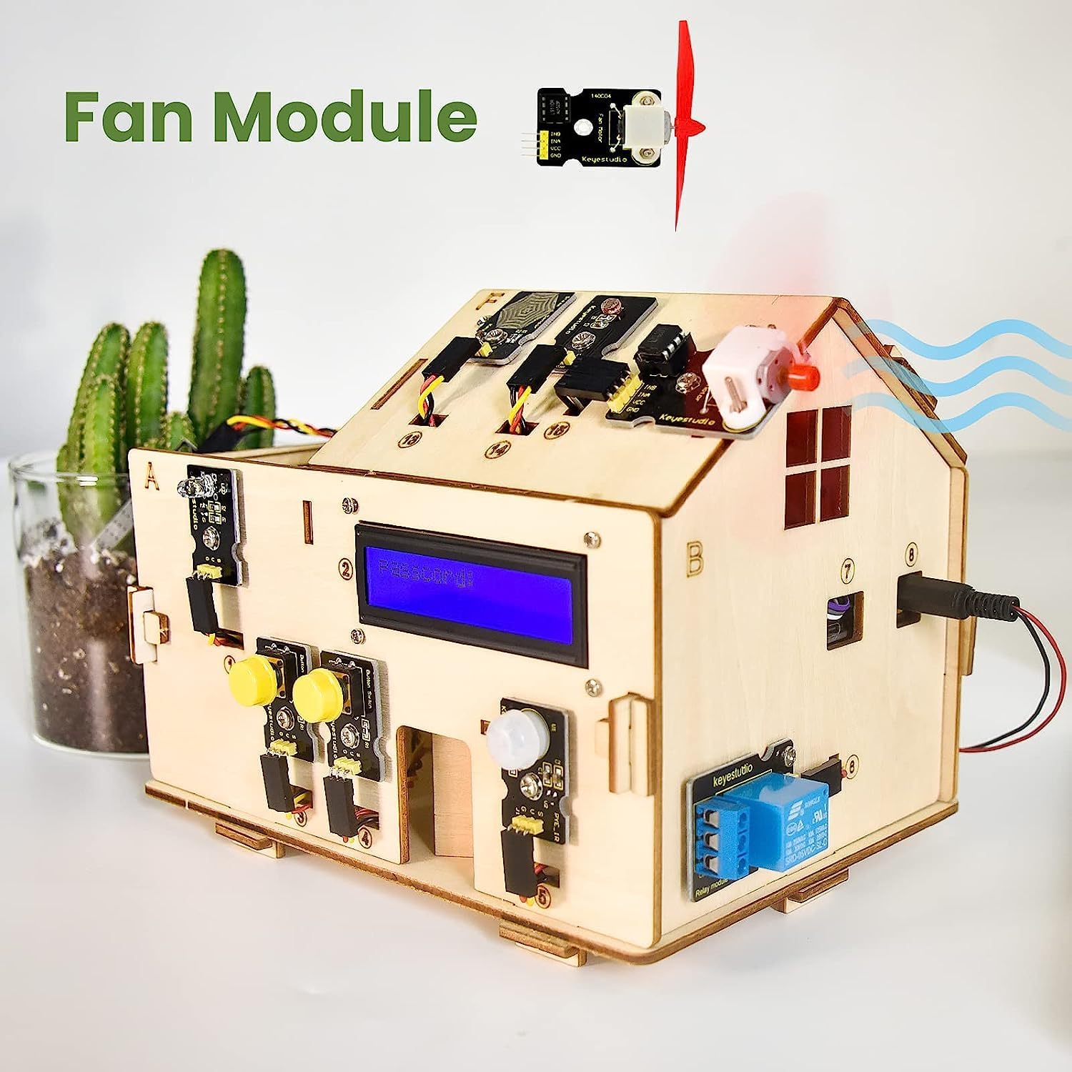 KEYESTUDIO Smart Home Starter Kit for Arduino for Uno R3, Electronics Home Automation Coding Kit, Wooden House DIY Sensor Kit STEM Educational Set for Adults Teens 15+