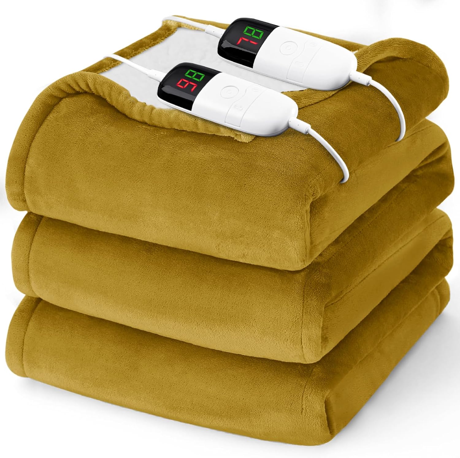Heated Electric Blanket King Size - 90" x 100" Heating Blanket with Dual Control, 10 Heating Levels & 8 Hours Auto Off, Soft Warm Flannel Blanket, Christmas Birthday Gifts for Senior Grandma