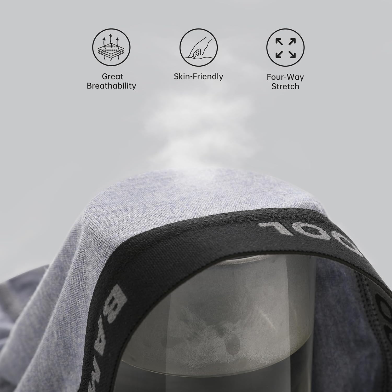 BAMBOO COOL Men's Ultra Breathable Underwear,No Riding Up Boxer Briefs with ComfortFlexible Waistband,Multipack