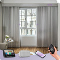 Graywind Rechargeable Smart Curtains Compatible with Alexa App Remote Control Motorized Drape for Sliding Door One-Way or Split Draw, Custom Width Up to 220" (Silver Grey)