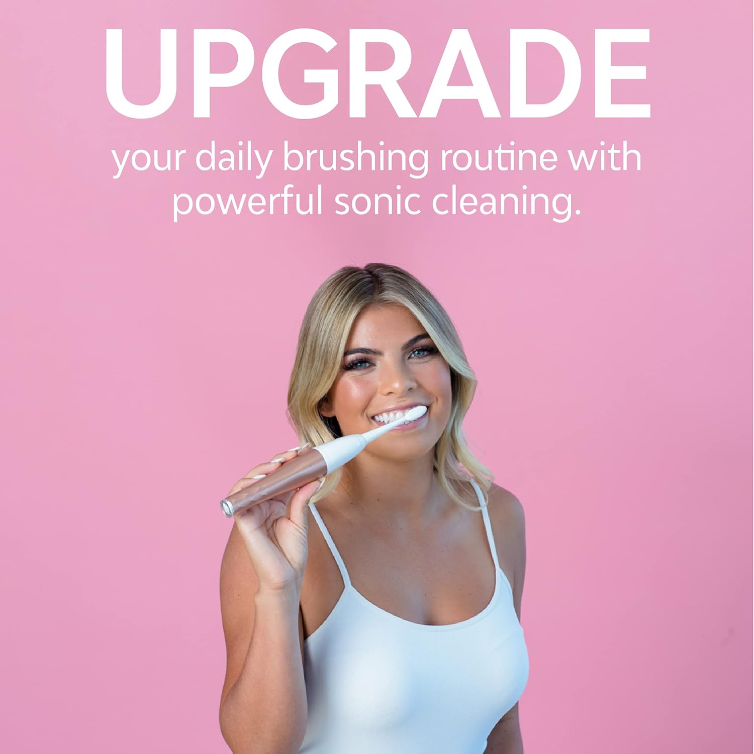 Tao Clean UV Sanitizing Sonic Toothbrush and Cleaning Station, Electric Toothbrush, Dual Speed Setting, Rose Gold