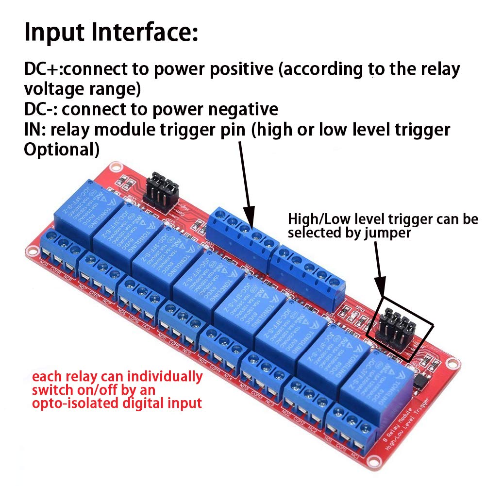 8 Channel 24V Relay Module with Optocoupler High or Low Level Trigger Expansion Board for Raspberry Pi Arduino