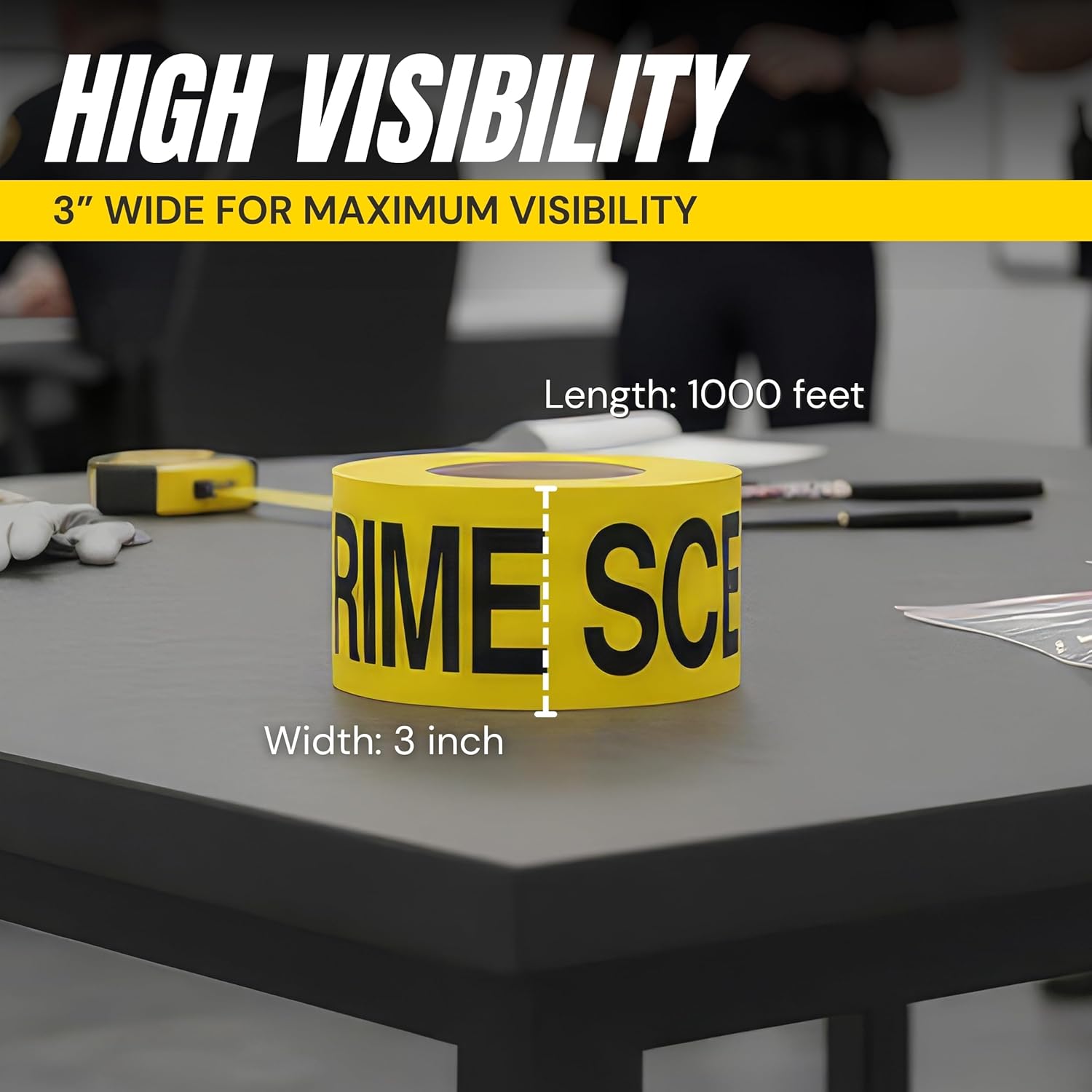 Crime Scene Do Not Cross Tape 12 Pack 3 inch x 1000 feet, Bright Yellow with a Bold Black Print for High Visibility • Tear Resistant Design