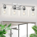 Modern Brushed Nickel 4 Light Bathroom Light Fixtures, 24 inch Vanity Lights for Bathroom with Clear Glass, Vanity Lights for Mirror Kitchen Living Room Hallway Cabinet Porch