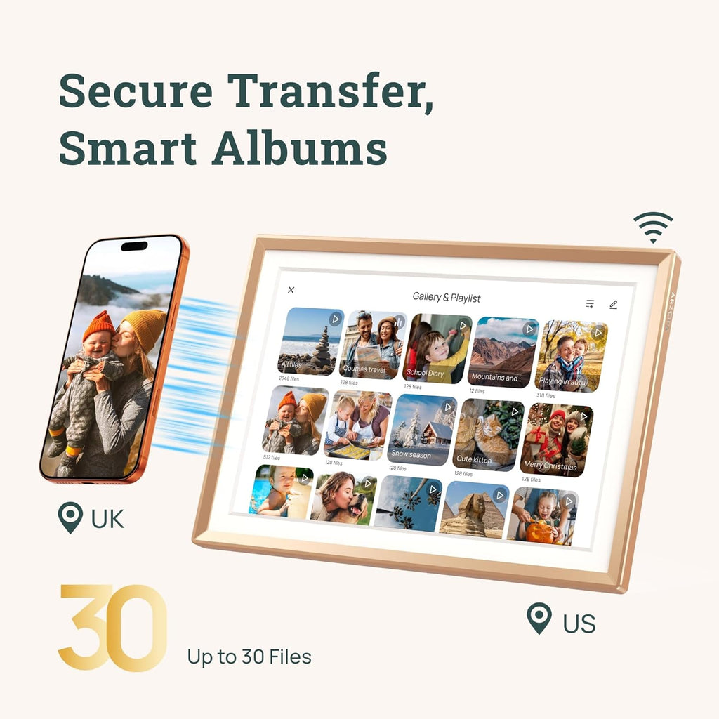 ARZOPA D10 Metal Digital Picture Frame 10.1" HD IPS Anti-Glare Touch Screen Load Photos & Videos Directly from Phone Ideal for Thoughtful Gifting Small and Exquisite - Champagne Gold