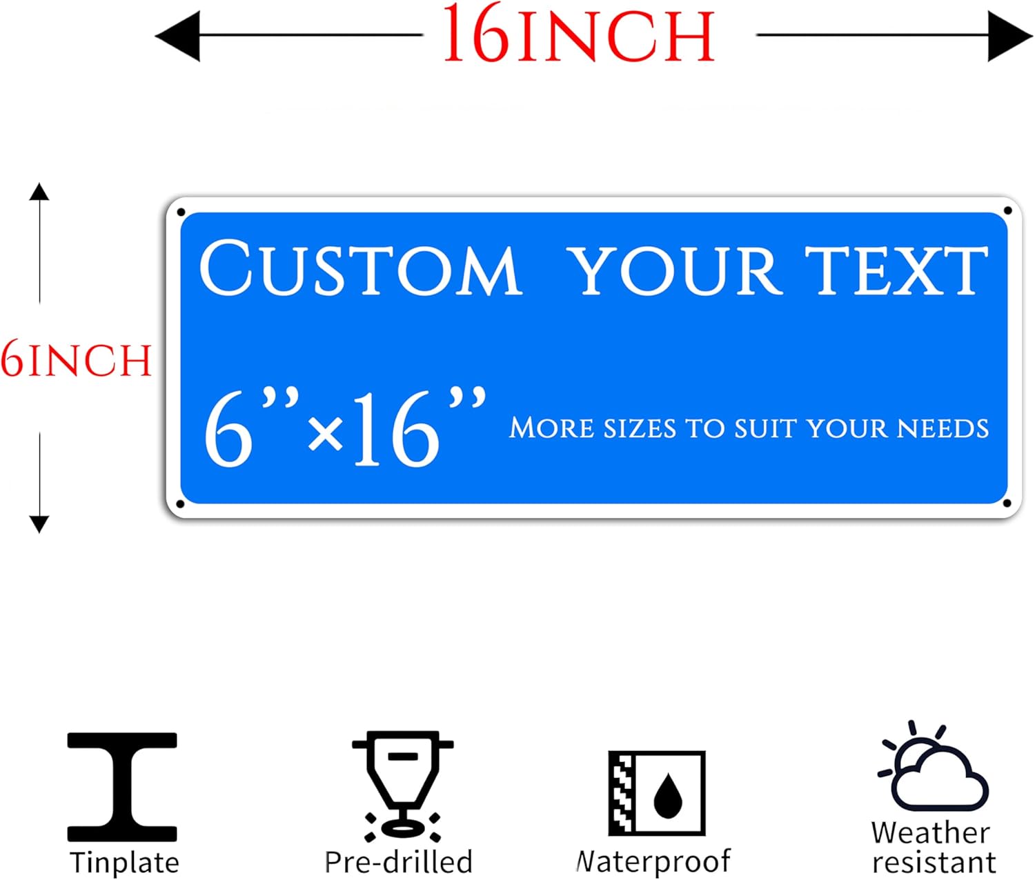 custom street sign,Custom Sign, Double-sided，Aluminum Weatherproof Metal Sign Multiple Sizes, Customize for outdoor, Business, Workplace, office, Home, Delivery Signs(6 * 16 Inch)