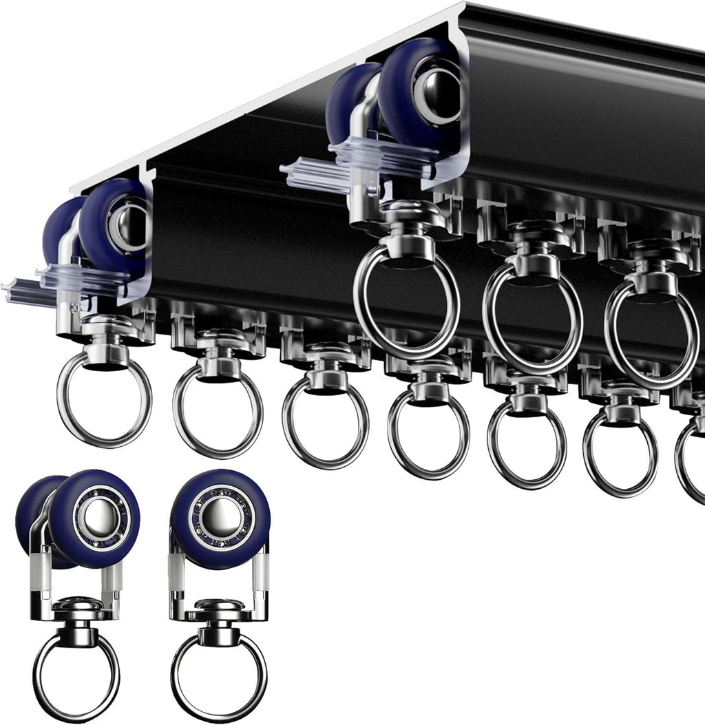 Ceiling Mounted Curtain Track System - Double Rails for Curtains & Drapes - Room Dividers - Sliding Curtain Rail for Window (balck, 2m)