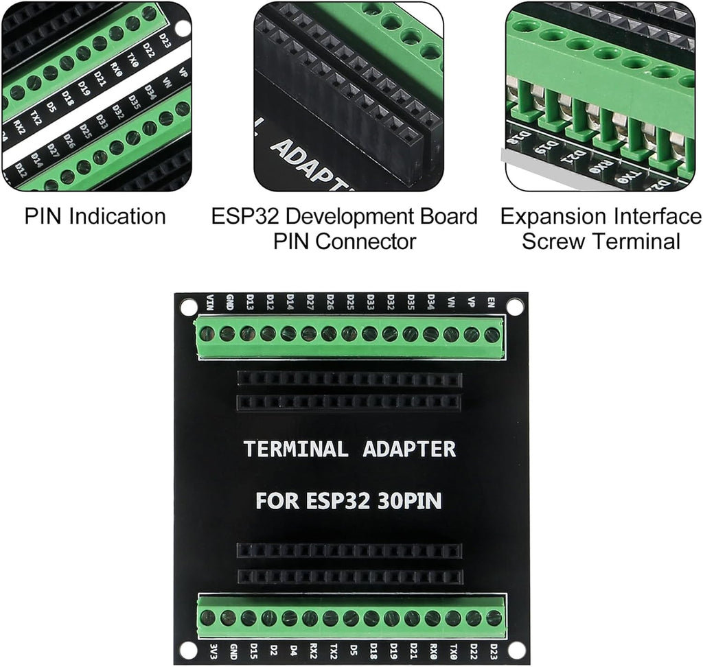 3Pcs ESP32 ESP32-WROOM-32 CP2102 TYPE C Development Board GPIO Breakout Board 30Pin Type-C USB Dual Interface ESP32 Shield 30P WIFI+Bluetooth Dual Core ESP-WROOM-32 ESP-32 ESP-32S Expansion Board