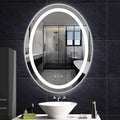 Large Oval Bathroom Mirror with Lights LED Lighted Bathroom Vanity Mirror 32 x 24 Inch Wall Mounted Vanity Mirror with 3 Color Lights Anti-Fog Waterproof & Smart Plug-in Mirror for Wall