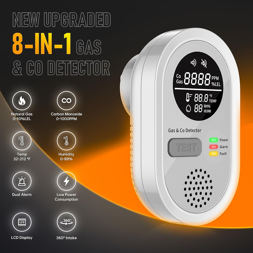 Carbon Monoxide detectors Plug in Wall, FayLuron Portable Carbon Monoxide Detector for Travel with Temperature & Humidity Display, Carbon Monoxide Alarm for Home/Hotel/RV