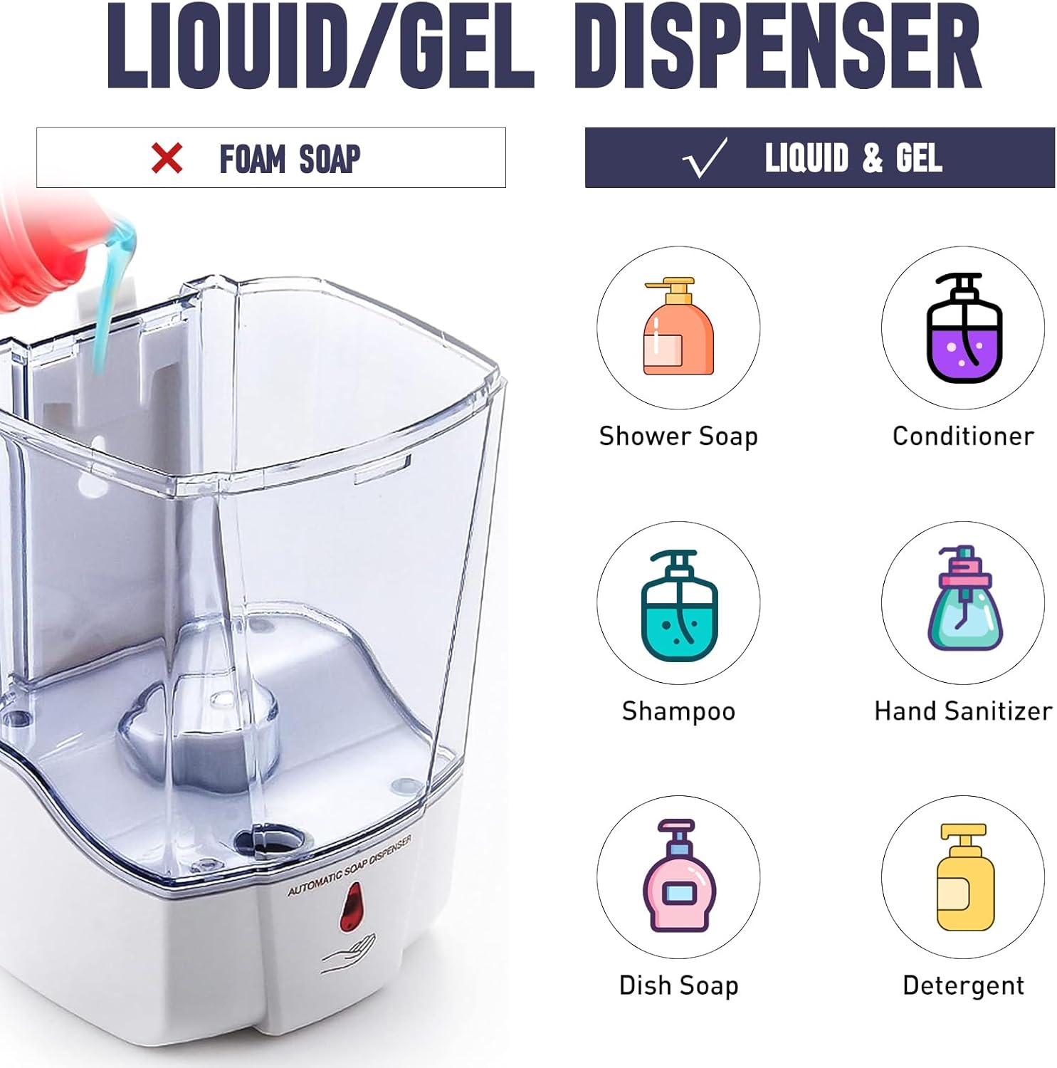 Automatic Soap Dispenser Wall Mount, Hand Sanitizer Dispenser 600ml Gel Liquid Touchless Hand Soap for Home Hospital School Office,Gold