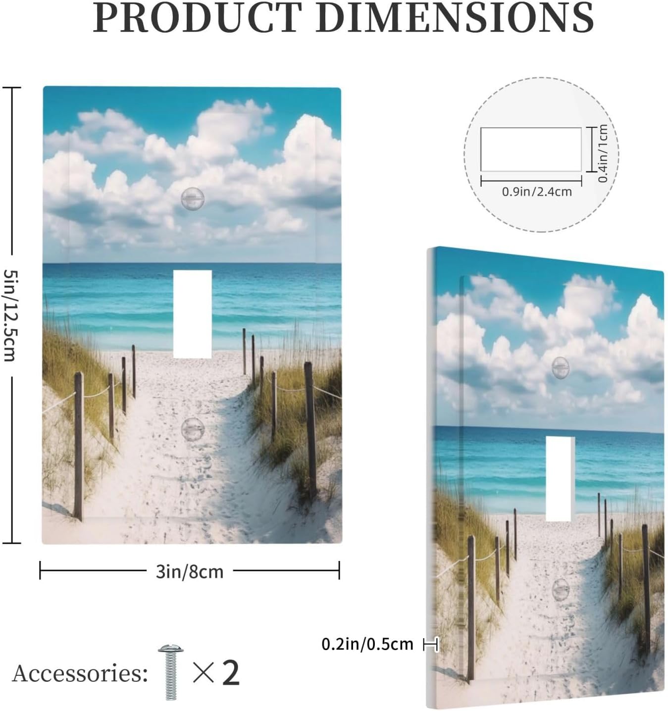 Decorative Light Switch Cover Plate Coastal Beach Ocean Seaside View 1 Gang Single Toggle Wall Plates for Electrical Outlets Outlet Covers Switch Plate Covers Faceplate for Bedroom Home Decor