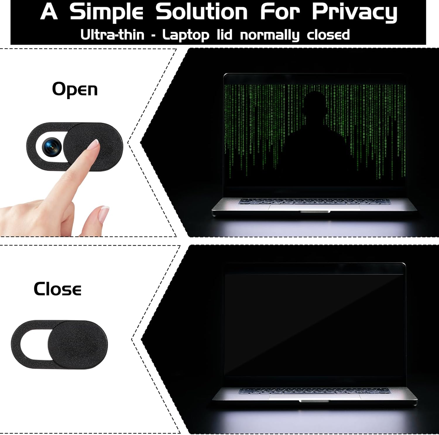 50 PCS Webcam Cover Slide, 0.023 Inch Ultra-Thin Universal Web Camera Cover for Laptop, Computer, Phone–Secure Privacy with Smooth-Sliding Camera Cover(Black)