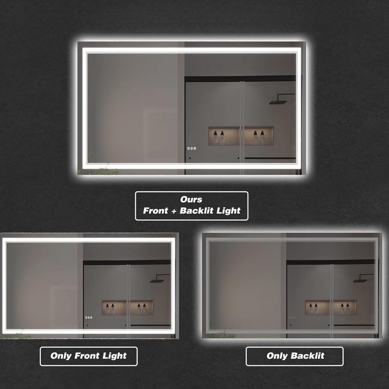 LED Bathroom Mirror with Lights, Wall Mirrors