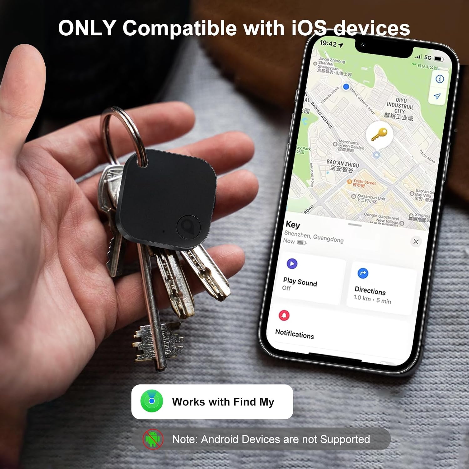 Air Tags-2 Pack Tracker Tag, Work with Apple Find My (iOS Only), Replaceable Battery, Item Finder for Keys, Backpack, Suitcase, Wallet, Luggage, Black&White