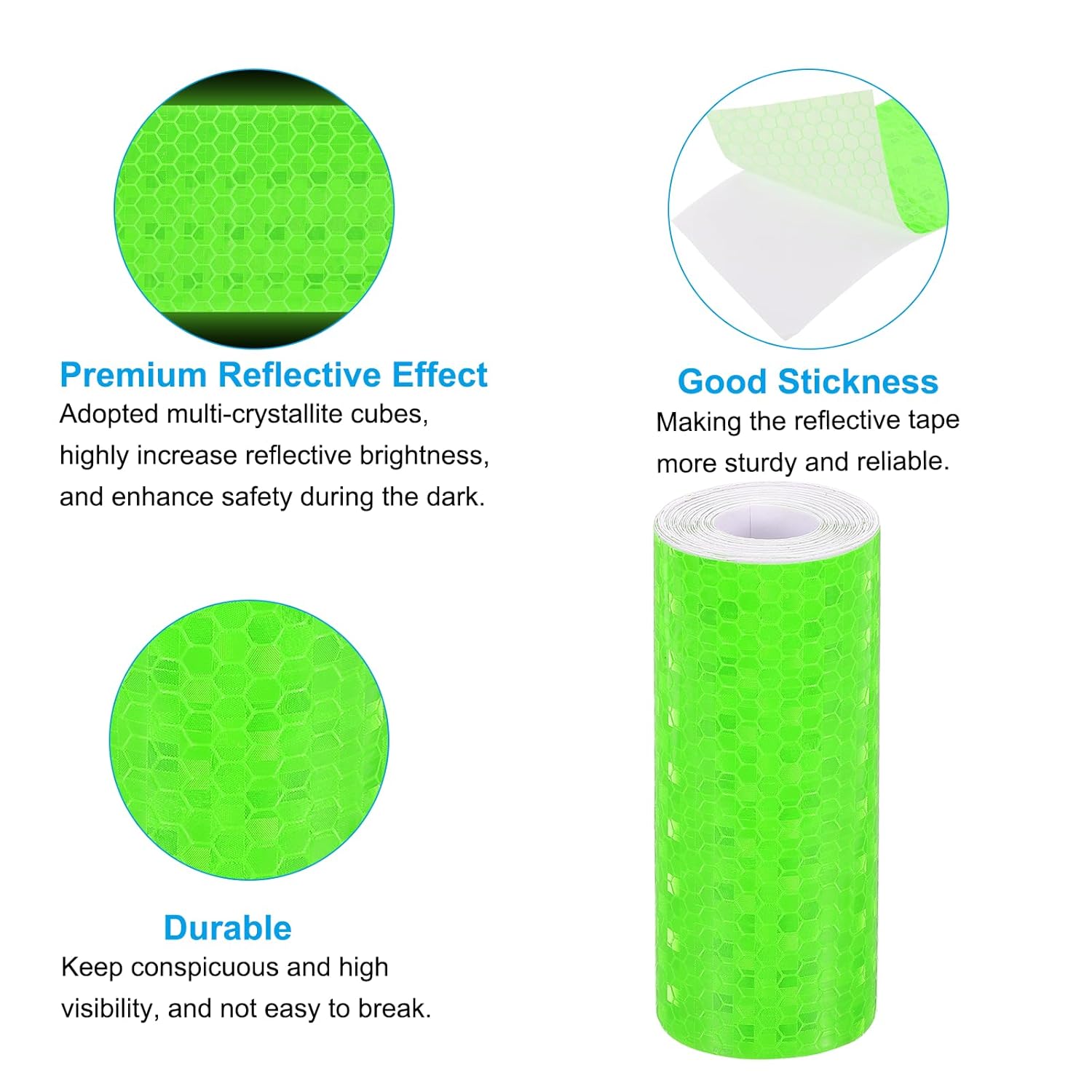 PATIKIL 4 Inch x 10 ft Reflective Tape, 1 Roll Waterproof Self Adhesive High Visibility Caution Warning Safety Tape Reflector with Scraper for Trucks Trailers Cars, Green