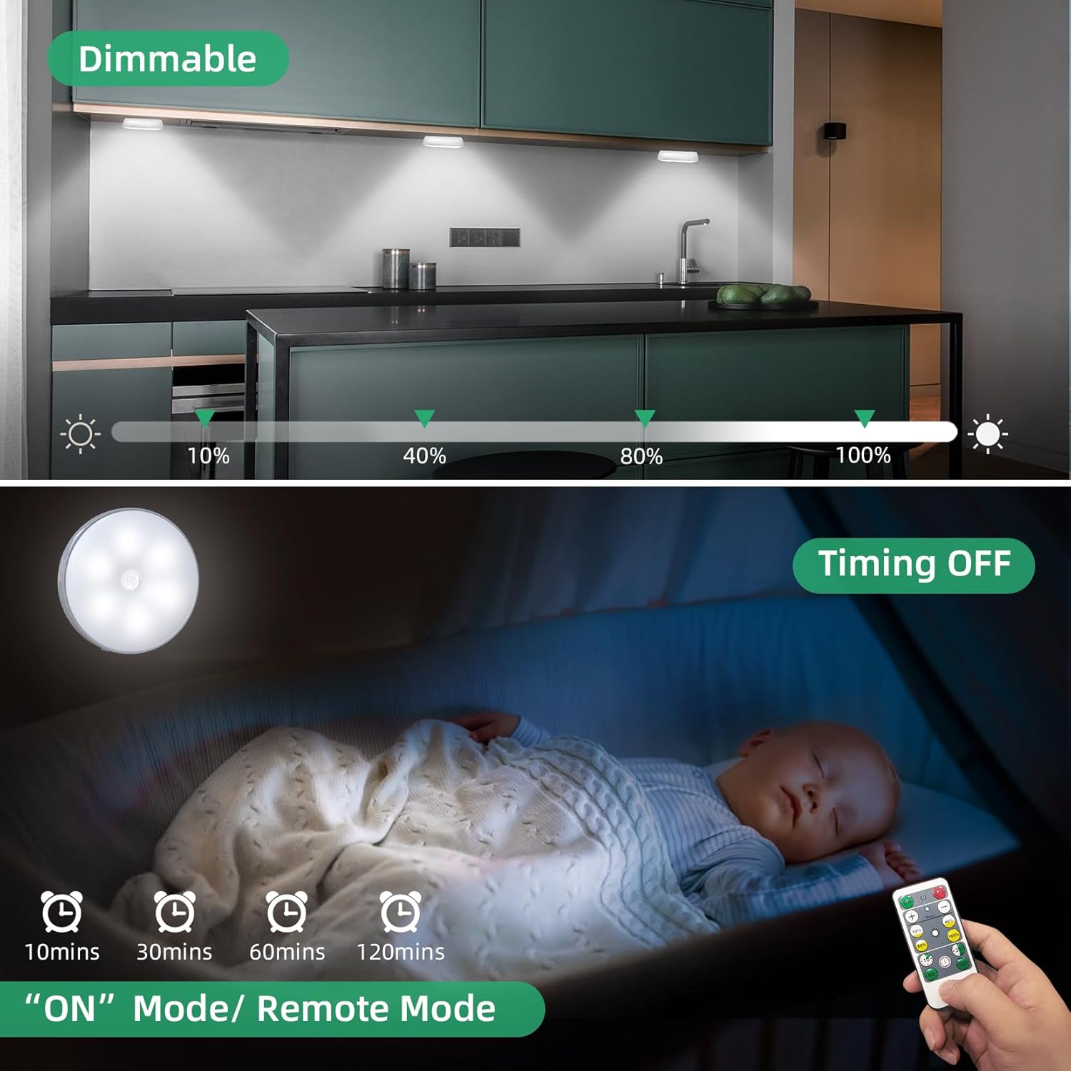 LED Closet Step Lights Motion Sensor Puck Light Compatible with Charging Station, 3 Colors Temperatures USB Rechargeable Indoor Under Cabinet Lighting(6 Pack, Without Charge Stand)