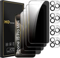 4 Pack Privacy Screen Protector for iPhone 15 Pro Max 6.7 Inch with 4 Pack Camera Lens Protector, Anti Spy Tempered Glass Film, Anti-Scratch, Touch Sensitive, Case Friendly