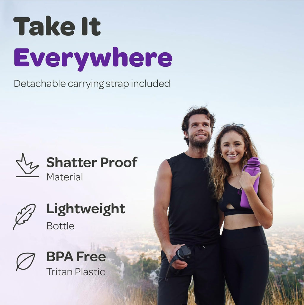 Hydracy Water Bottle with Time Marker -Large BPA Free Water Bottle & No Sweat Sleeve -Leak Proof Gym Bottle with Fruit Infuser Strainer & Times to Drink -Ideal for Fitness Sports & Outdoors