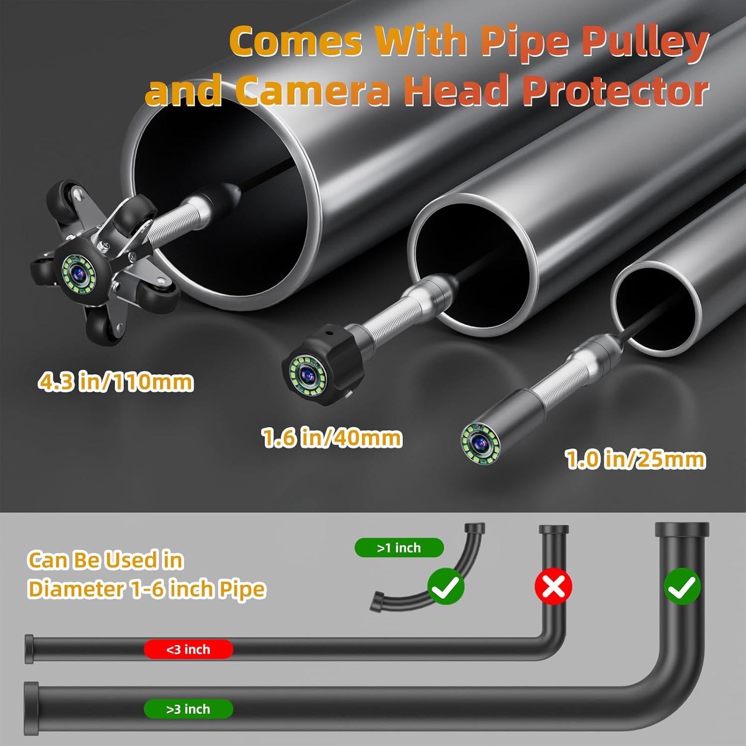 Sanyipace Trolley Sewer Camera 100FT/30M with Self-Leveling, Retractable Handle, Equipped 512Hz Transmitter, Distance Counter, Microphone Speaker Keyboard, 10" Color Screen, 7mm Cable