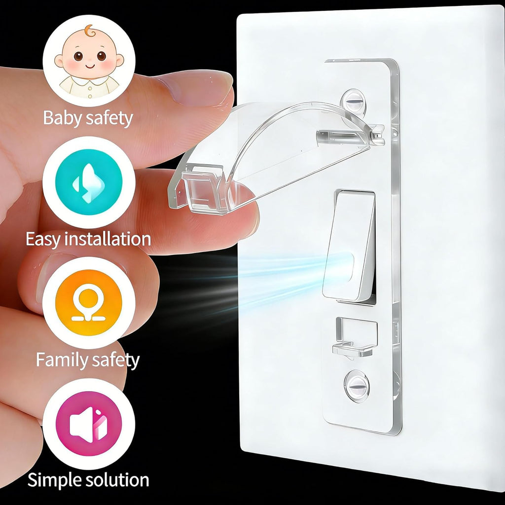 2 Pack Toggle Light Switch Cover Guard Child Proof Wall Light Switch Lock Protects Your Lights from being Accidentally Turned On or Off by Children and Adults, Clear